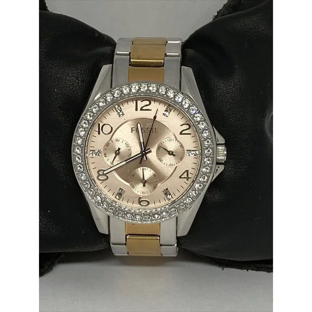 Fossil Riley ES4145 Women's Stainless Steel Rose Analog Dial Quartz Wtach KL388